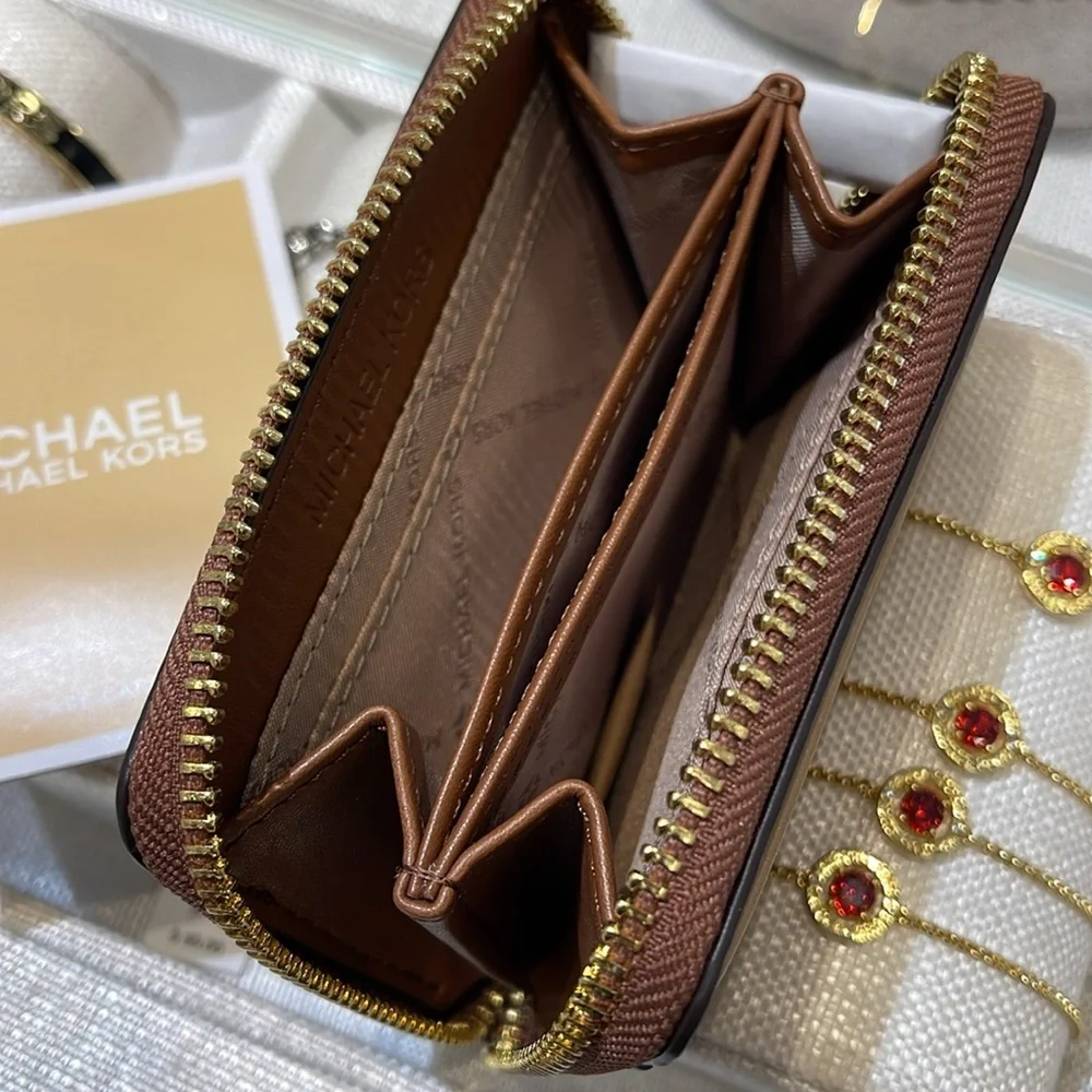 Michael Kors Jet Set Travel Md Zip Around Color-Block Wallet Card Case Luggage